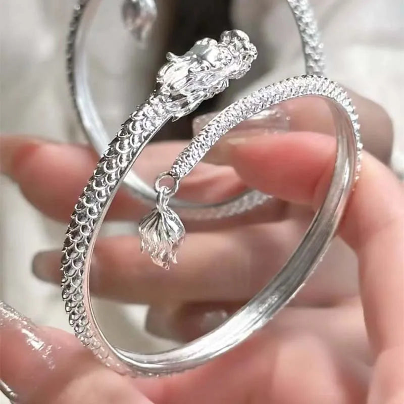 925 Sterling Silver Dragon Bangle Bracelet or Ring