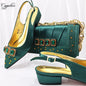Peach Women Shoes And Bag Set Luxury  Ladies Sandals Match With Handbag Clutch Medium Heels Pumps Sandales Femmes MM1159