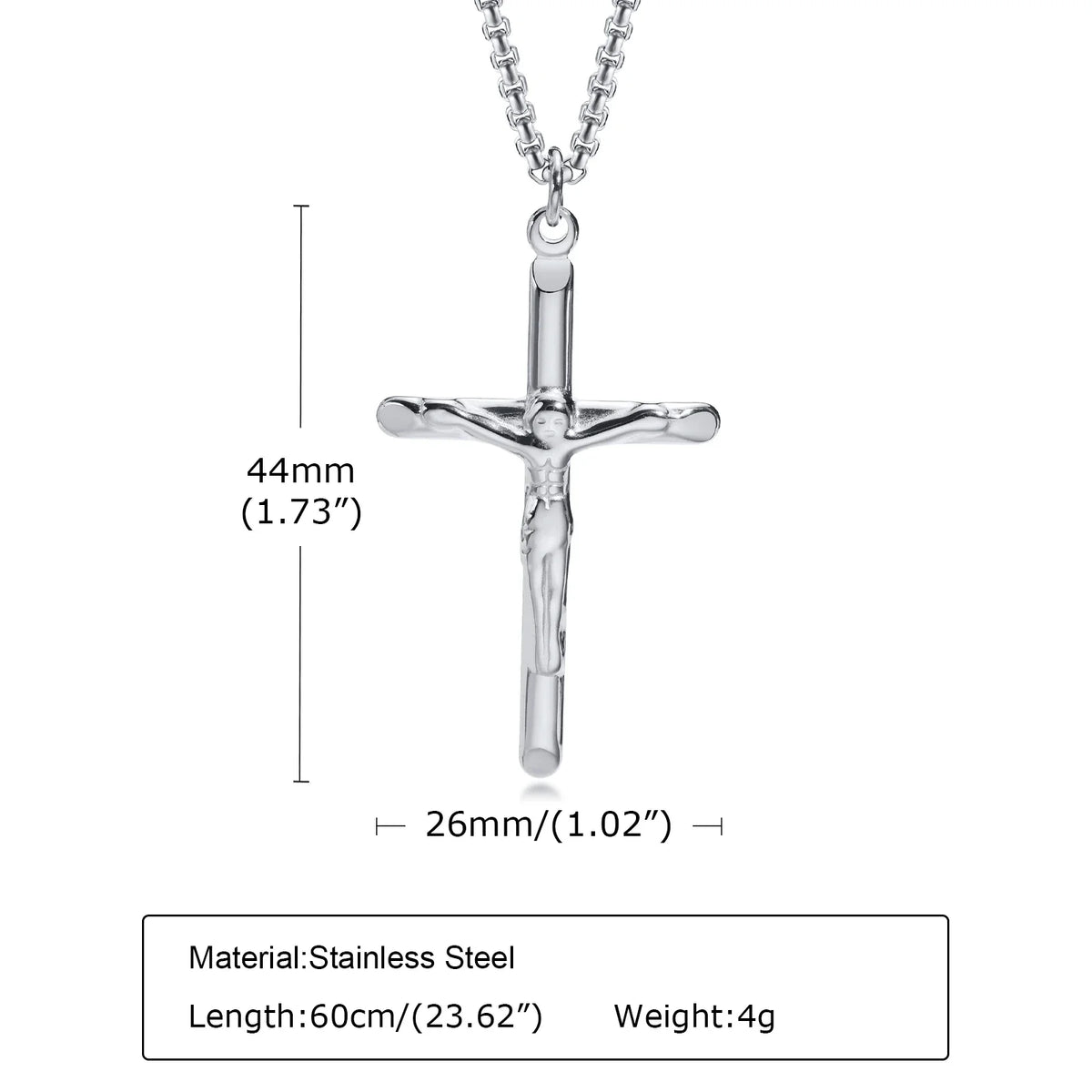 Stainless Steel Cross Necklace Catholicism Jesus Pendant Gold Color Collar Church Prayer Faith Jewelry for Men Women Gift