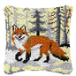 Cunning Fox Smyrna Buttons Package Latch Hook Pillow Kit Bunny Embroidery Design Plush Animal Canvas Craft for Home Decor Gifts
