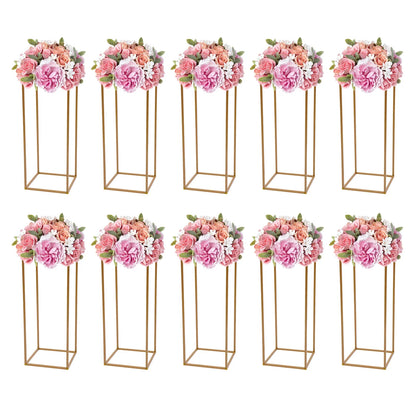 10pcs Wedding Flower Stand Set 23.62"h Gold Metal Column Rack Wedding