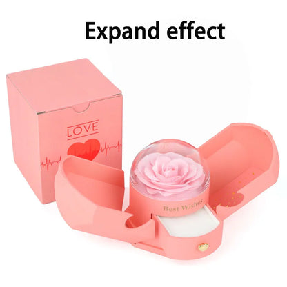 Surprise Flower Jewelry Box - Mysterious Unboxing with Rose Gold Dried Flowers & Hidden Love Drawer - Luxury Birthday Gift for H