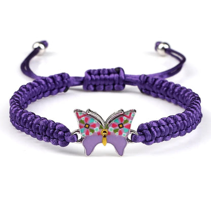 Handmade Braided String Bracelet For Women Blue Butterfly Pendant Adjustable Charm Bracelets&Bangles Fashion Girl Jewelry Gifts