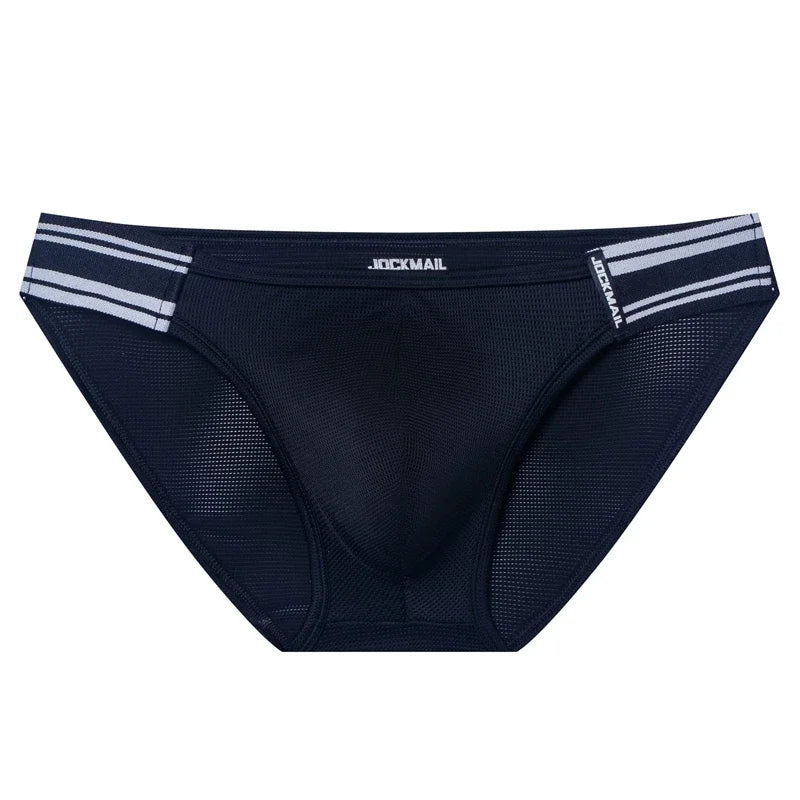 Men Bikini Briefs Sexy Underwear Gay Panties Comfortable Penis Pouch Slip Hombre Cuecas Male Underpants Nylon Mesh Quick Dry