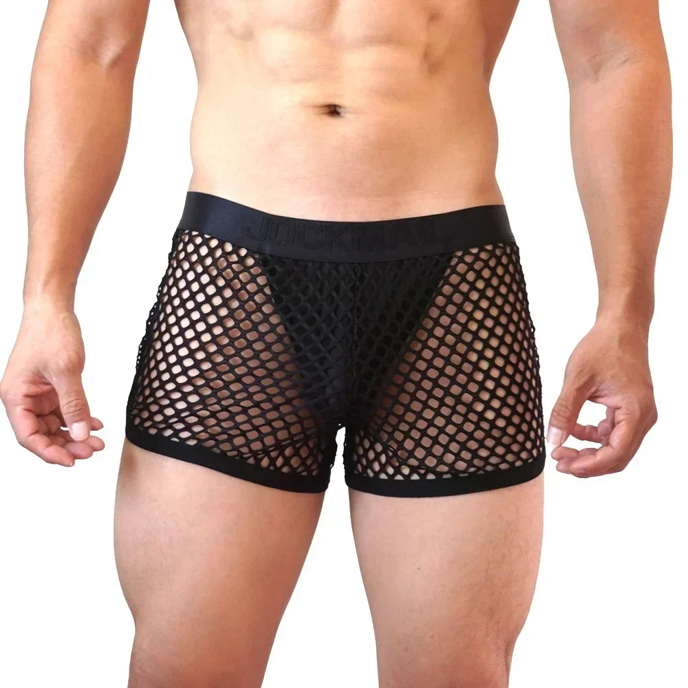 Men Underwear Boxer Thong 2 in 1 Lined with Thong Jockstrap Home Shorts Boxer Man Panties Sexy Soft Sport Short Boxer Mesh