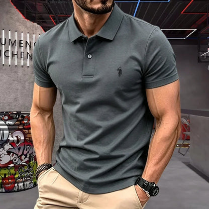 100% Pure Cotton High-End Brand Men's Short Sleeve Polo Shirt Summer
