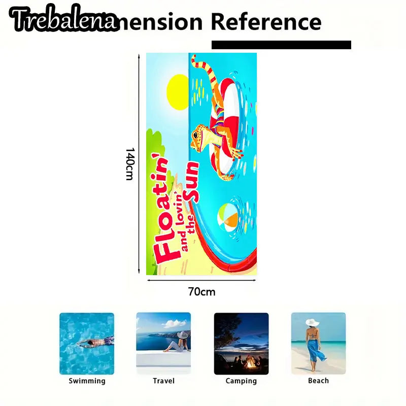30*60inch Ultra-Soft Beach Towel with Gecko Floatin Lovin Sun Beach Towel Summer Fun