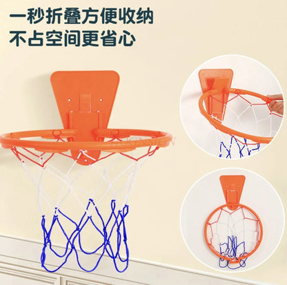 Children's indoor basketball frame without punching, wall mounted, adjustable, simple basketball rack, silent ball throwing