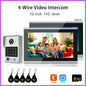 ANJIELO 4-Wire Video Intercom System with 10-inch Touch Screen 5-in-1 Unlock Tuya Smart APP Control IP65 Waterproof Night Vision