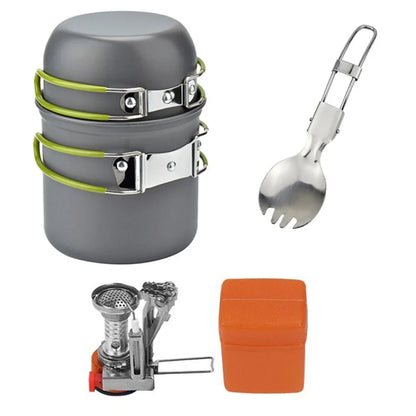 Camping Cookware Kit with Stove Outdoor Cooking Set Outdoor Pot Travel