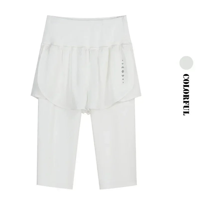 DRUR Yoga Shorts Women Summer Five-Quarter Athletic Shorts Elastic Waist Running Workout Short Leggings For Ladies Sport Shorts