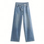 HH 2025 Summer Women's Fashionable Straight Jeans High Waist Vintage Zipper Women's Casual Jeans Commuting Streetwear Y2K