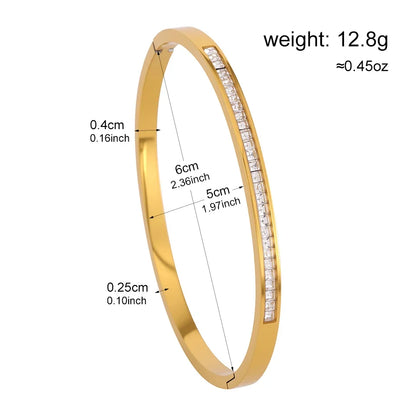 Yupsk 1/4pcs Golden Stainless Steel Stackable Bracelets Exquisite Heart Design Inlaid Zircon Bracelet Set Unisex Jewelry Gifts