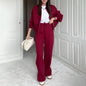 Fashion Women's Suit Zipper Trousers Round Neck Sweatshirt Wide Leg Trousers 2 Piece Set Conjuntos De Pantalón Fall Clothes 2025