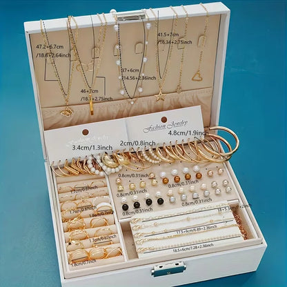 86 Pcs Fashion Jewelry Set for Women Pearl Alloy Earrings Necklaces