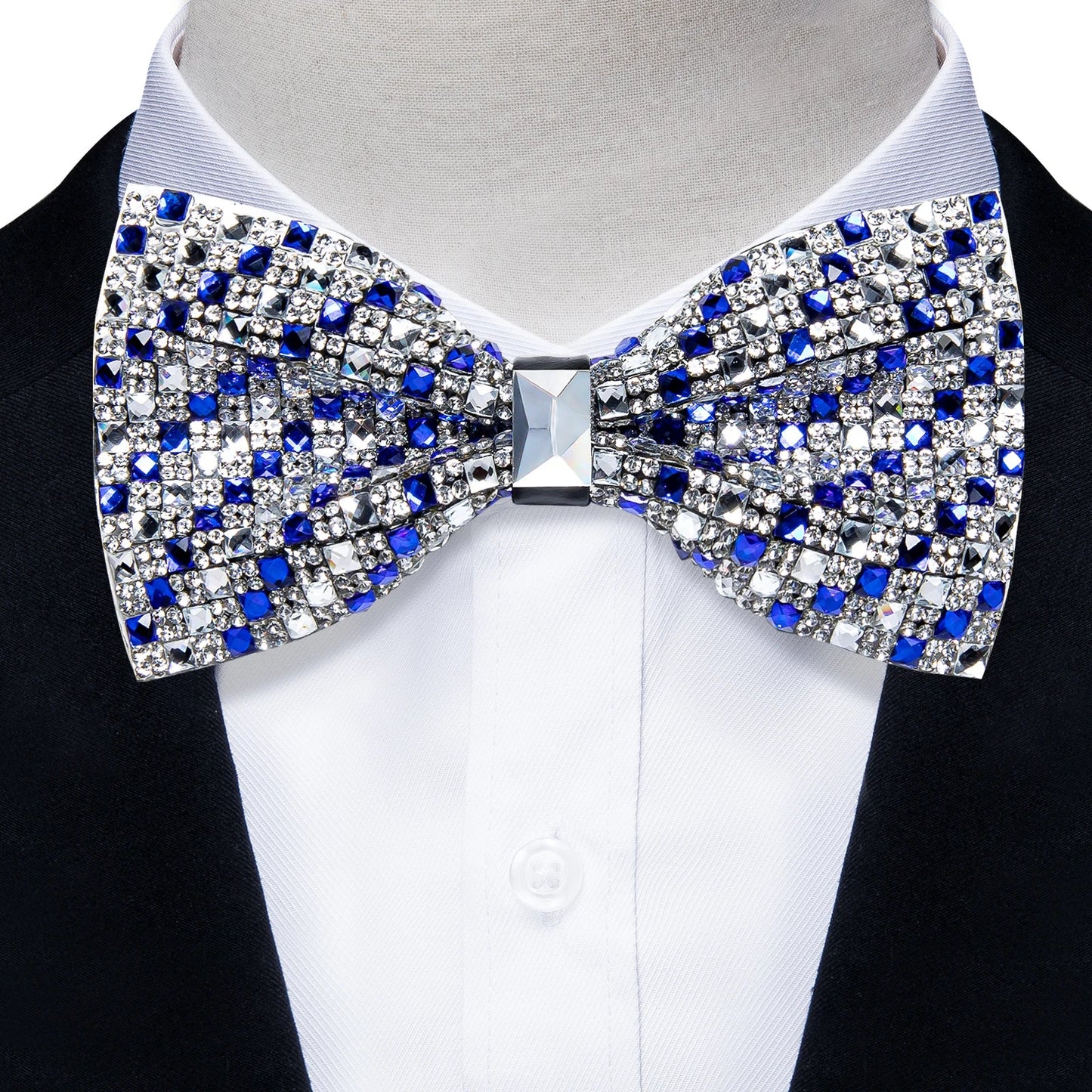 Sparkle Rhinestone Bow Ties for Men Pre-Tied Diamond Sequin Bowtie with Adjustable Length Wedding Party