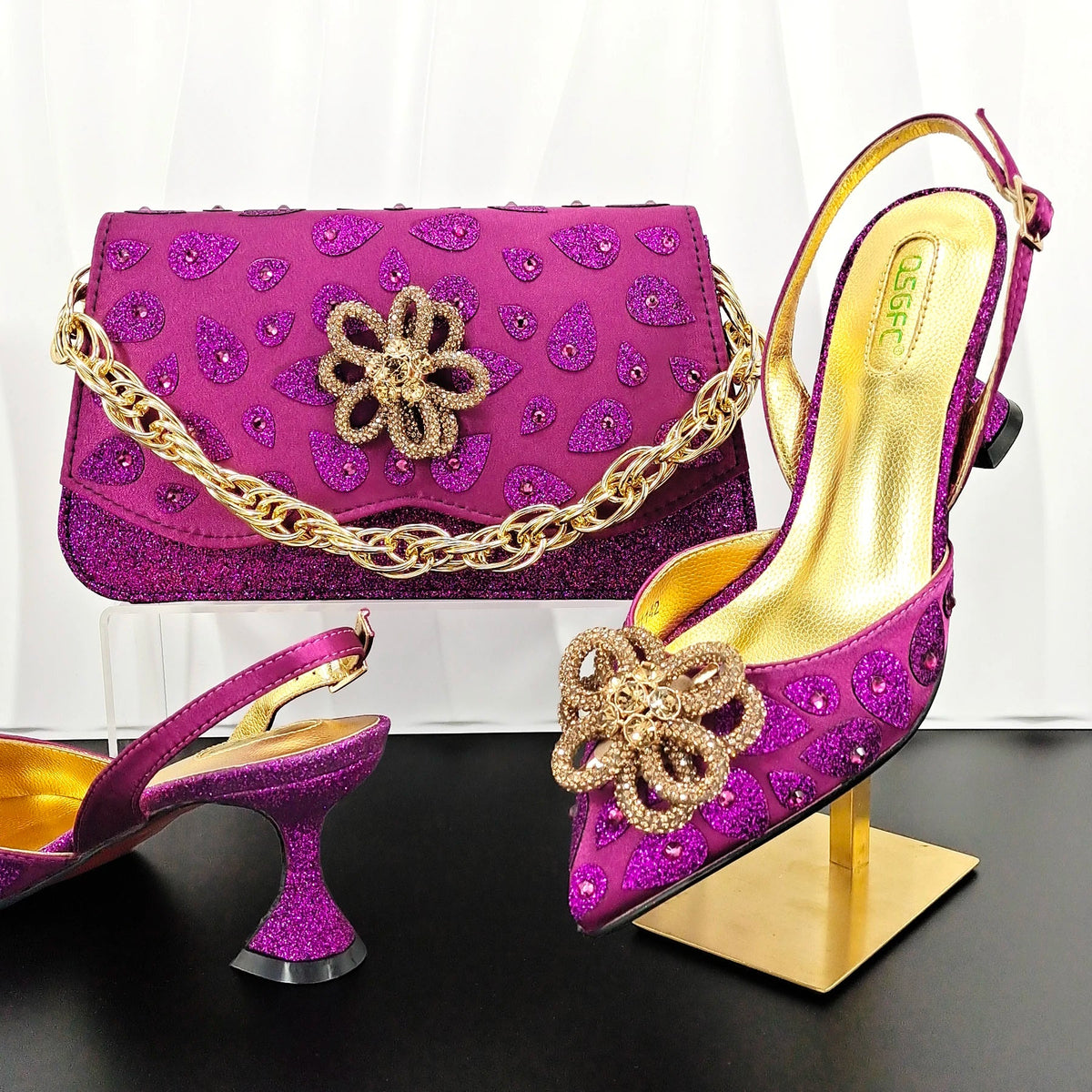 Classic Matching High Heels And Bag Set