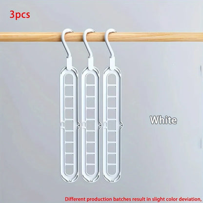 3pcs, Plastic 9-Hole Foldable Hangers, Heavy Duty Space Saving Clothes