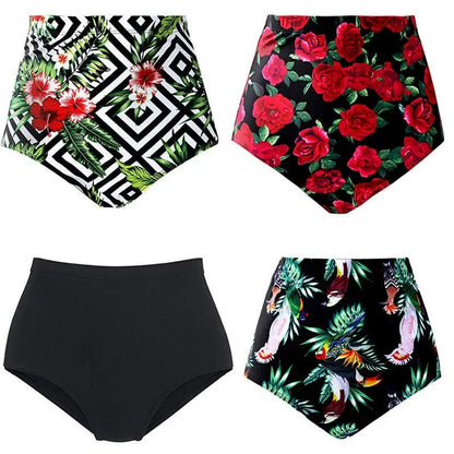 Floral High-Waist Bikini Shorts - Plus Size Swimwear