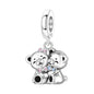 Hot Sale 925 Sterling Silver Dog Cat Cute Pet Animals Pendant Birthday Party Gift for Women Bangle Bracelet Necklace DIY Jewelry