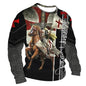 Crusader Graphic T-shirts Men's Long-Sleeved T Shirt Fall Vintage Tops 5xl Print 3d Tees Casual Oversized Loose Clothes