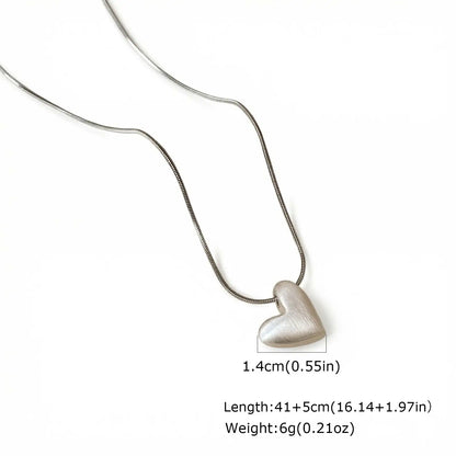 Vnox Minimalism Heart Pendant Snake Chain Necklace for Women Girls, Matte Silver Color Love Pendant Necklace Jewelry Gift