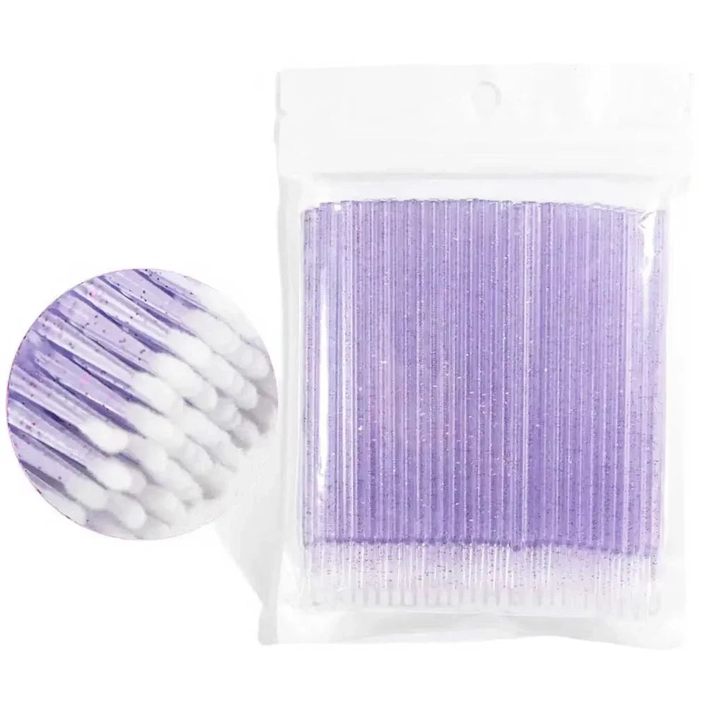 100PCS Micro Swab Applicator Eyelash Cleaning Brush Lash Extension Micro Brushes Cotton Swab Individual Eyelashes Removing Tool