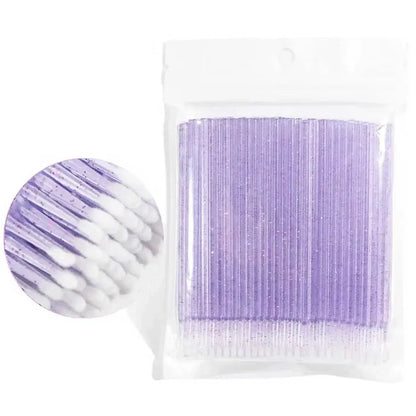 100PCS Micro Swab Applicator Eyelash Cleaning Brush Lash Extension Micro Brushes Cotton Swab Individual Eyelashes Removing Tool