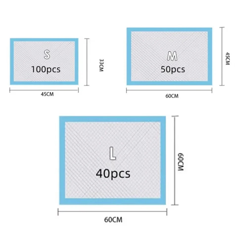 100/50/40/20PCS Absorbent Pet Pee Pads Disposable Dog Cat Training Pads Dry Clean Cushion Pet Supplies Pañales Para Mascotas