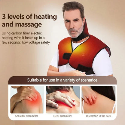 Electric Massage Wrap Neck Shoulder Back Pain Relief Heating Shawl Shoulder Vibration Massager Cold Weather Body Warmer Vest