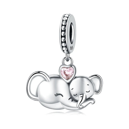Hot Sale 925 Sterling Silver Dog Cat Cute Pet Animals Pendant Birthday Party Gift for Women Bangle Bracelet Necklace DIY Jewelry