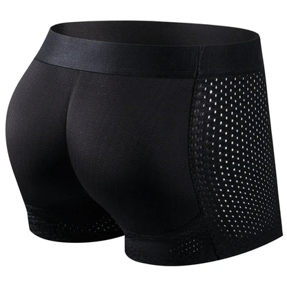 Mesh Breathable Men's Underwear, Comfy Stretchy Butt Shaping Boxer Briefs Shorts, Gym Athletic Hip Lifting Trunks