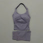 2 Pieces Shorts Yoga Set Women Backless Halter Tops High Waist Seamless Shorts Gym Suit Fitness Sportswear Workout Sets