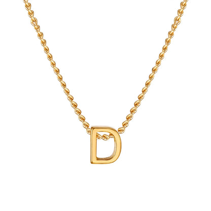 Vnox Chic Tiny A-Z Letters Necklaces for Women Girls, Gold Color Stainless Steel Initial Chokers,Small Pendent Necklaces Jewelry