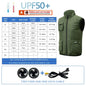 Summer Cooling 2-4 Fan Holes Fan Workwear, Unisex Short Sleeve, Outdoor Sun Protection & Cooling Vest with Built-in Fans