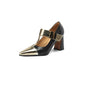 2025 Spring Mary Janes Women Shoes Pointed Toe Chunky Heel Pumps Genuine Leather Shoes for Women Elegant High Heels Buckle Heels