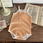 Newborn Baby Romper Sleeveless Plaid Baby Jumpsuit Summer