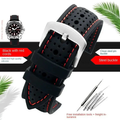 Samsung Galaxy Watch 7, 6, 5, 4 & FE Stitched Perforated Silicone Band