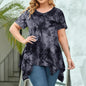 5XL Plus Size Woman Clothing Tie Dye Short Sleeve T-Shirt Casual New V