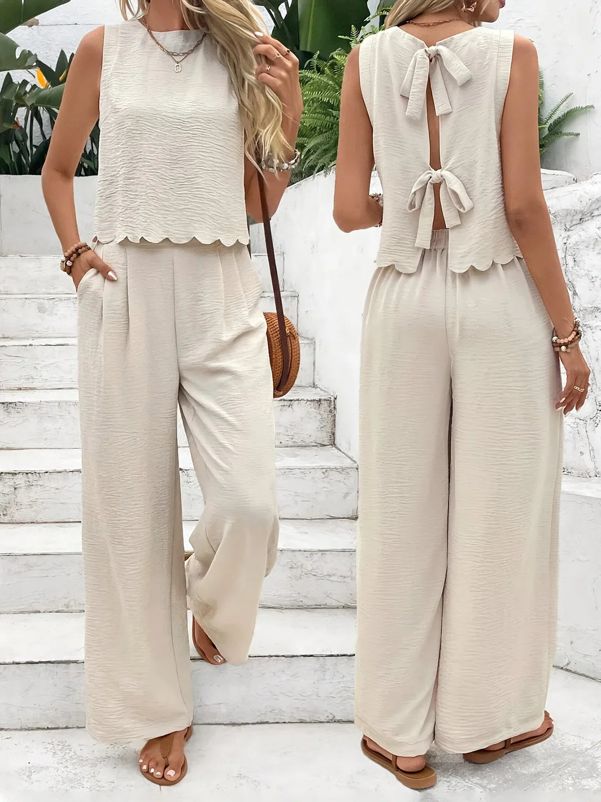 Summer New Women's Fashion Sleeveless Tank Top Casual Pants Set