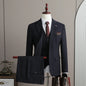 A Stylish and Cool Striped Casual Business Three-Piece Suit Set for