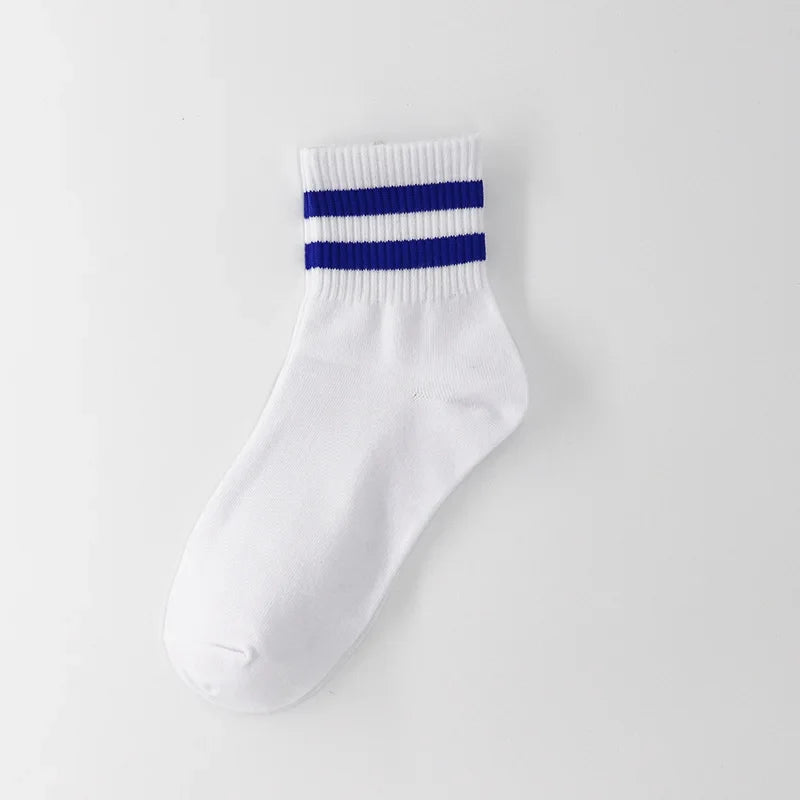 Vintage Two Stripes Sports Cotton Men Ankle Socks Streetwear Hiphop Skate Hiphop Athletic White Black Shcool Designer Punk Boy