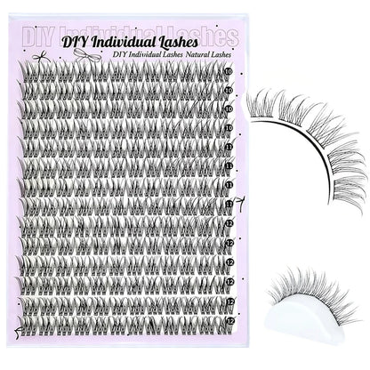 168 Lashes, C-Curl/D-Curl Mixed-Length Natural Volume, DIY Self-Application Eyelash Extensions Individual Lash Applications