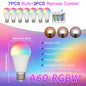 E27 RGB LED Light Bulb 220V 10W with IR Remote Control Color Changing Multicolor + White Lamp Spotlight for Bedroom Party Home