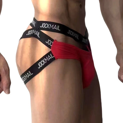 Jockmail Men Sexy G String Thong Erotic Jockstrap Bondage Gay Underwear Penis Pouch Strap Harness Hollow Lingerie Sissy Panties