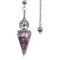 20x52mm Natural Stone Pendulum Necklaces Tree of Life Hexagonal Cone Crushed Stone Amethysts Chakra Pendant Jewelry Accessories