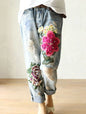Fashion Jeans for Women Summer Casual Floral Embroidery Denim Trousers