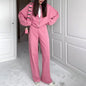Fashion Women's Suit Zipper Trousers Round Neck Sweatshirt Wide Leg Trousers 2 Piece Set Conjuntos De Pantalón Fall Clothes 2025