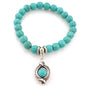 FTCY Women Bohemian Beaded Bracelet Fashion Turquoise Natural Stone Anti-Stress Yoga Geometric Pendant Elastic Cord Hand Chains