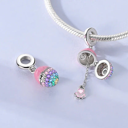 925 Sterling Silver Can Be Opened Pandant Easter Egg Charms Beads Fit